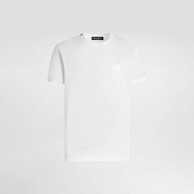 dolce & gabbana embossed dg logo cotton t shirt